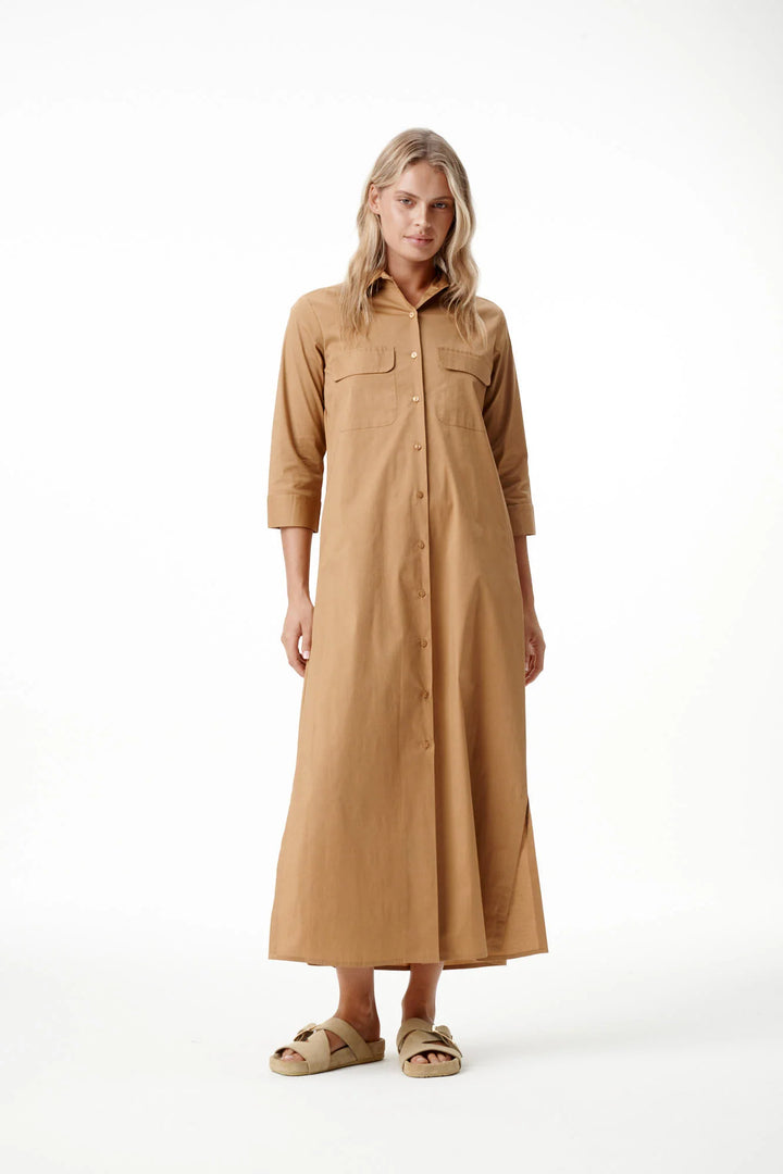 oneseason - Long Lily Plain Cotton Luxe Dress