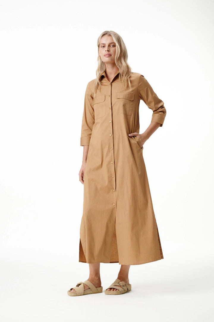oneseason - Long Lily Plain Cotton Luxe Dress
