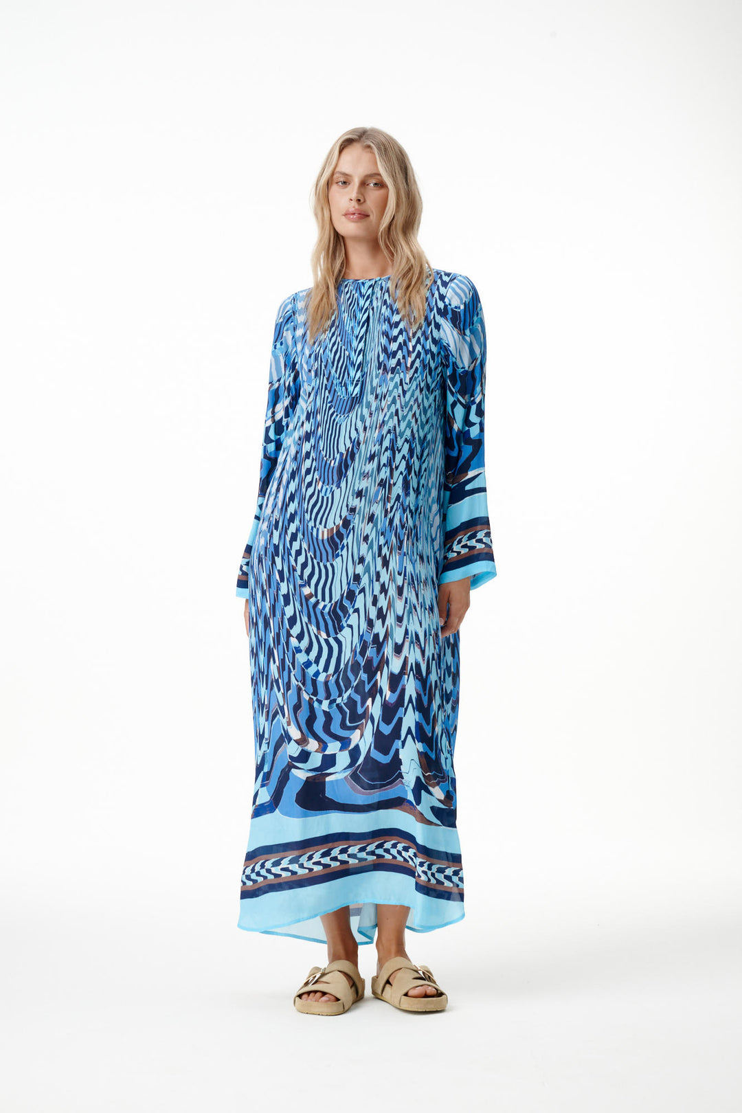 oneseason - Sienna Viscose/Crepe Dress in Topaz Riveria