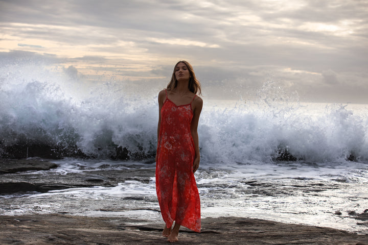 oneseason - Antoinette Viscose Slip Dress in Rose Rouge