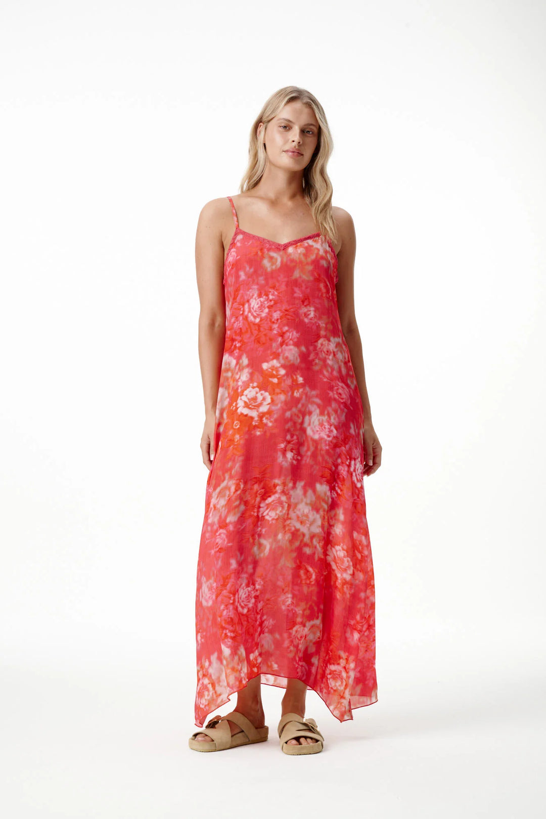 oneseason - Antoinette Viscose Slip Dress in Rose Rouge