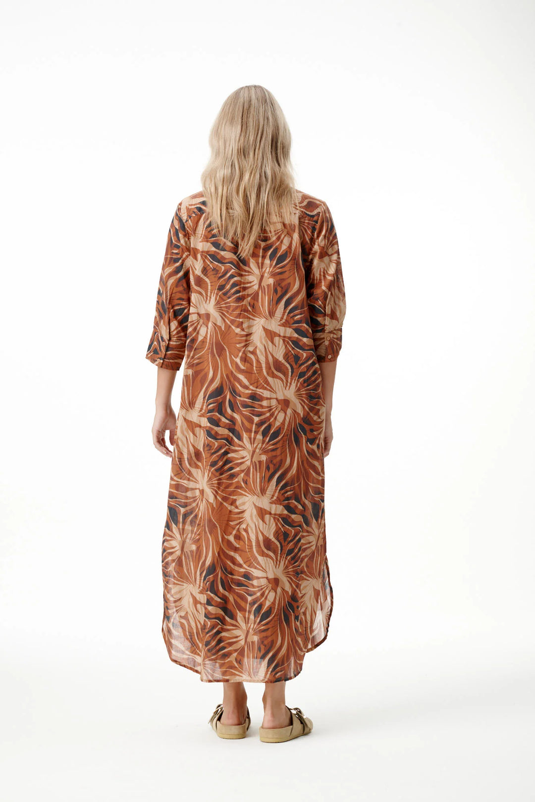 oneseason - Long Daisy Cotton Dress Tan Oasis