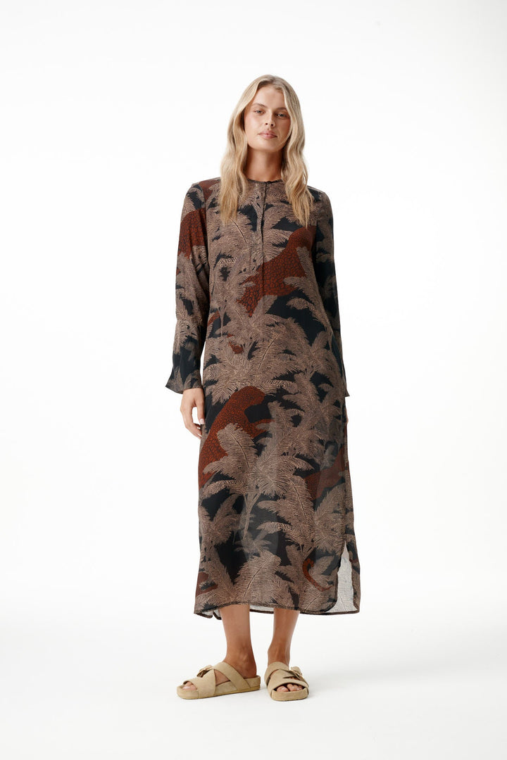 oneseason - Long Genie Viscose Dress Palm Safari