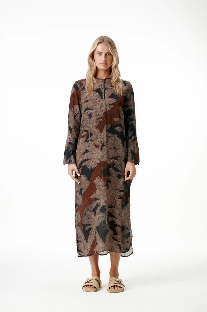 oneseason - Long Genie Viscose Dress Palm Safari