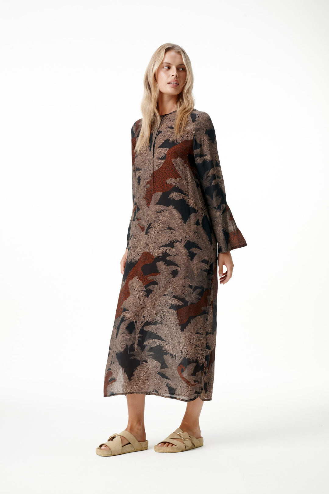 oneseason - Long Genie Viscose Dress Palm Safari