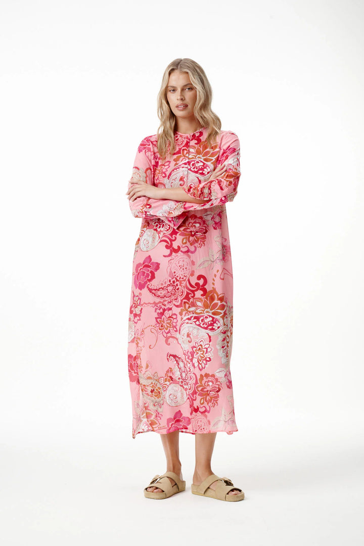 oneseason - Long Genie Viscose Dress Rose Paisley