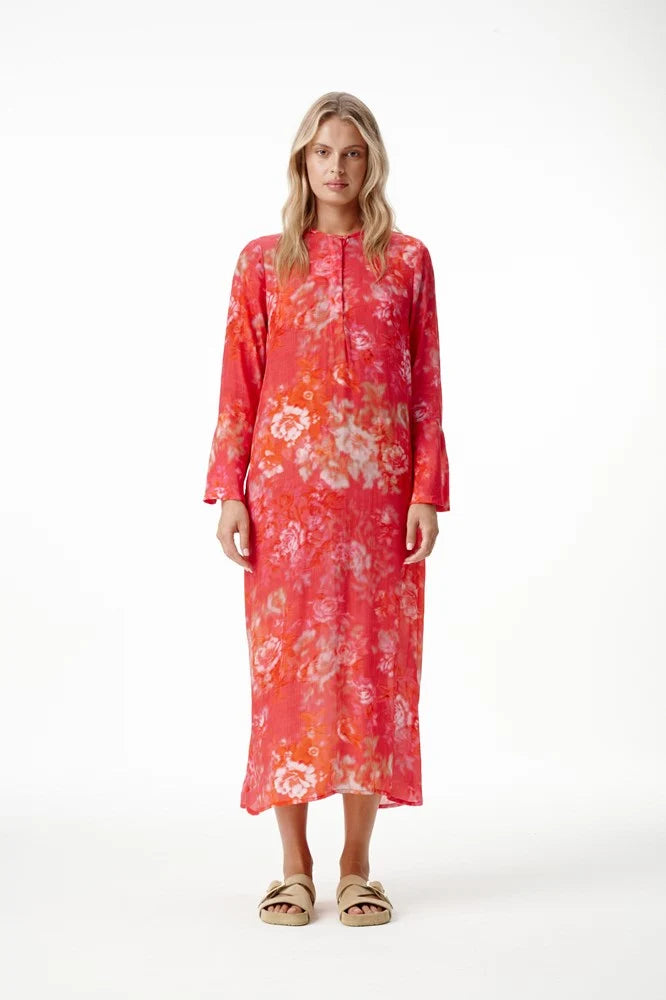 oneseason - Long Genie Viscose Dress Rose Rouge