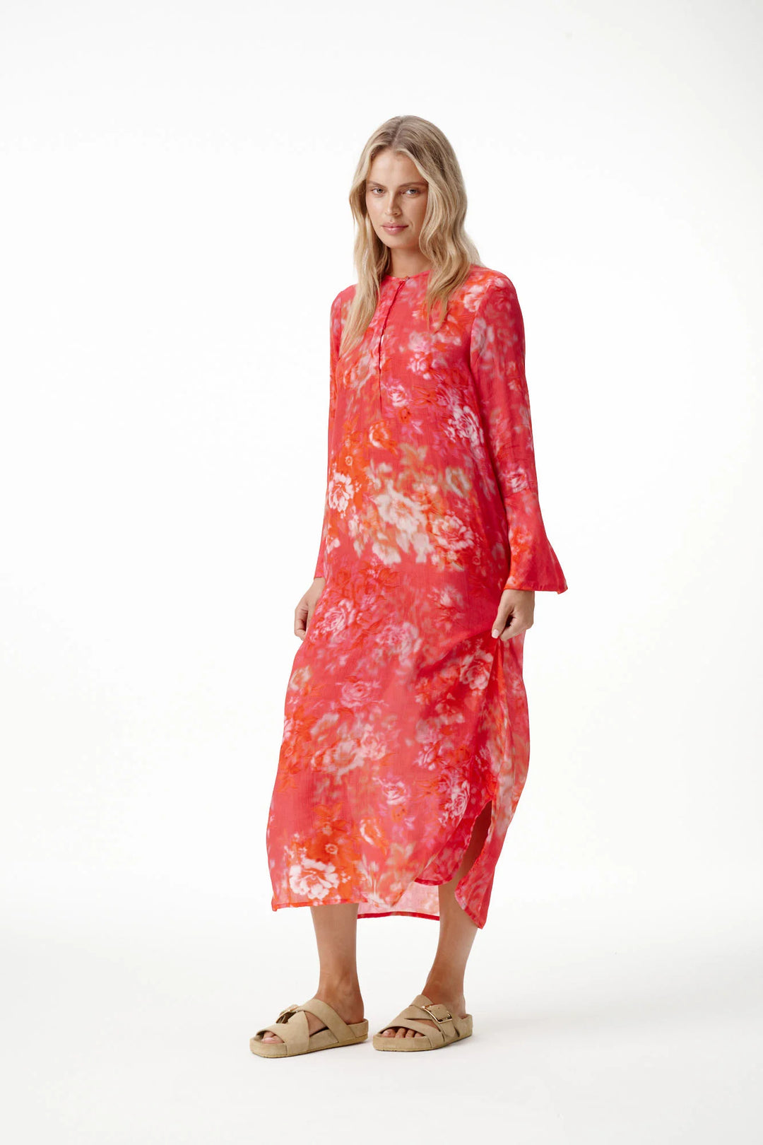 oneseason - Long Genie Viscose Dress Rose Rouge