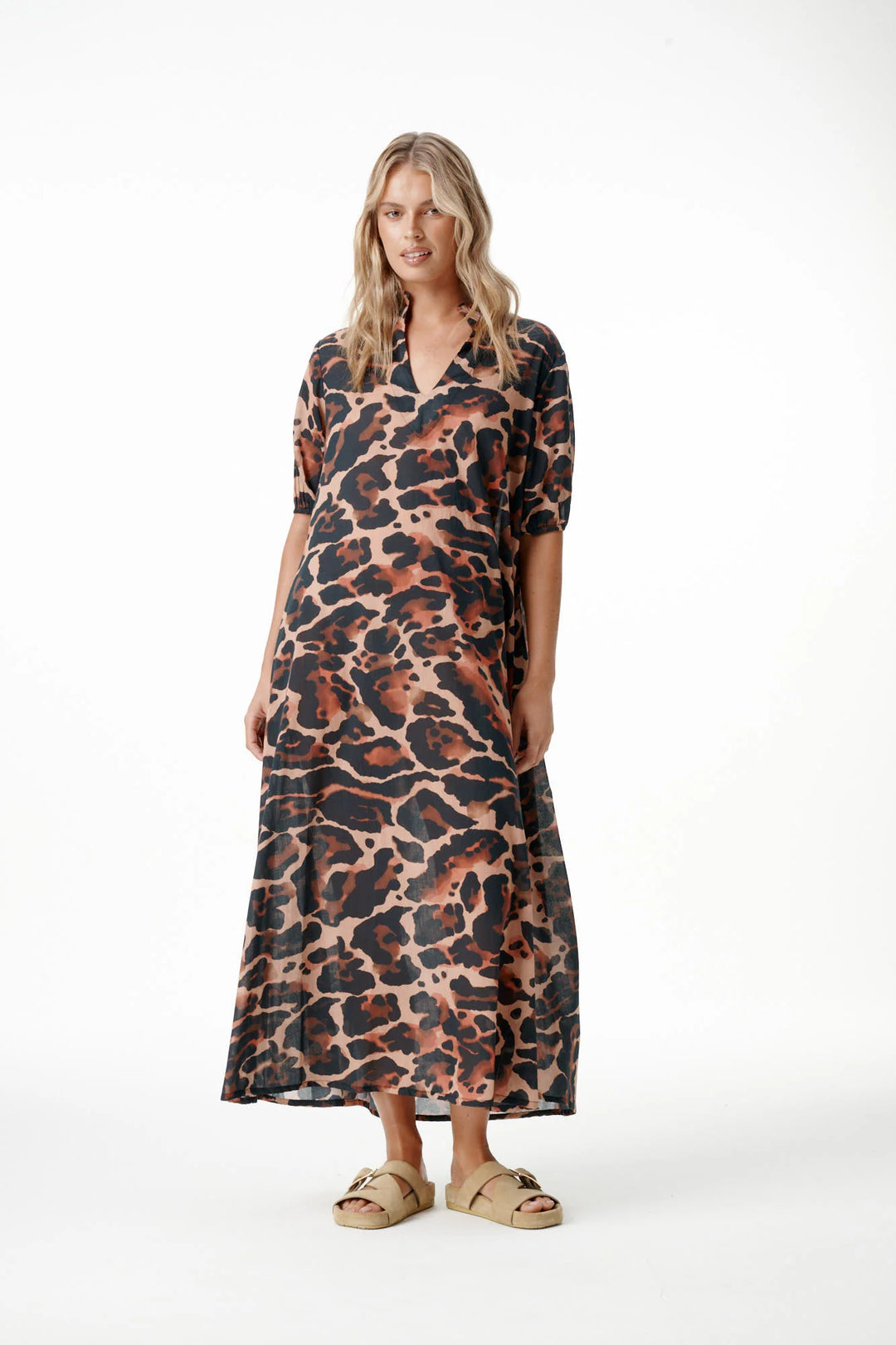 oneseason - Long Grace Dress Terra Leopard