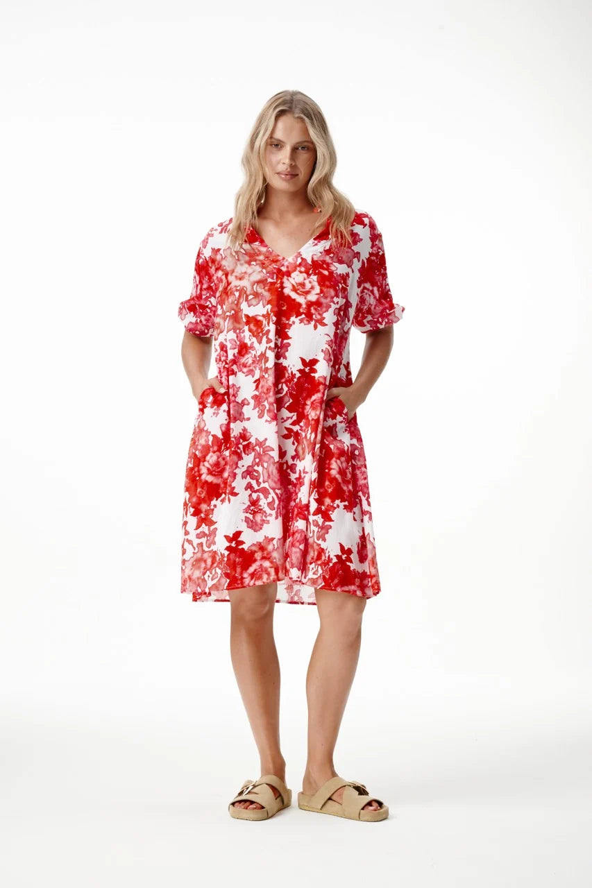oneseason - Middy Grace Cotton Dress Rose Blanc