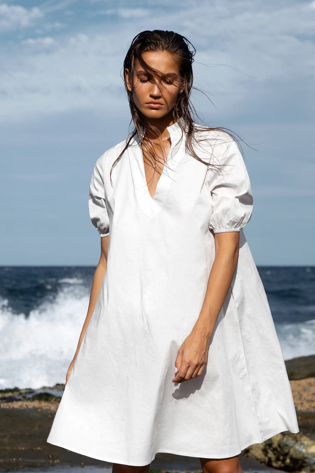 oneseason - Middy Grace Plain Cotton Luxe Dress