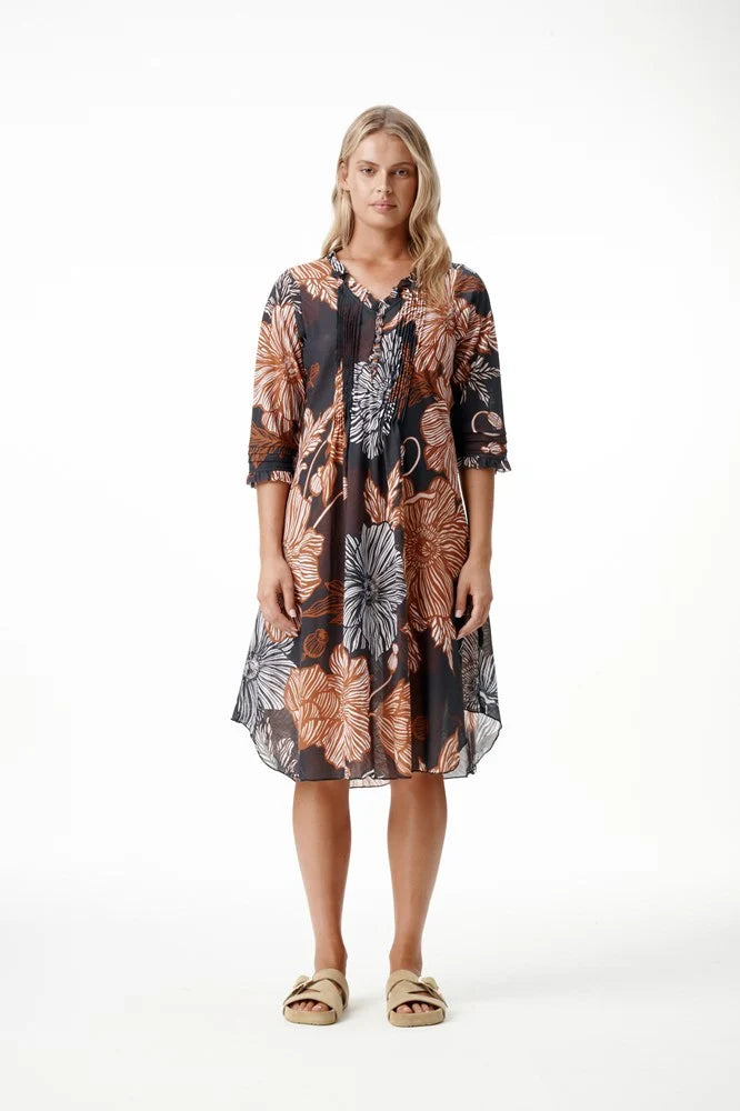 oneseason - Middy Poppy Cotton Dress in Desert Poppy