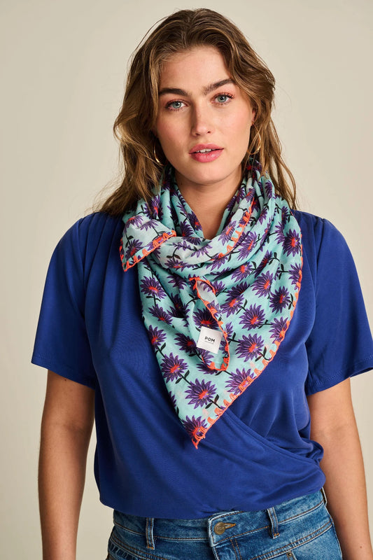 POM Amsterdam - SHAWL - Flower Aqua