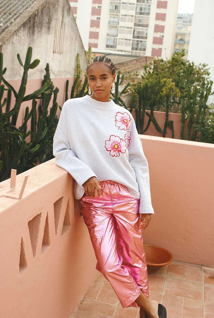 Pom Amsterdam - Grey Embroidered Sweater