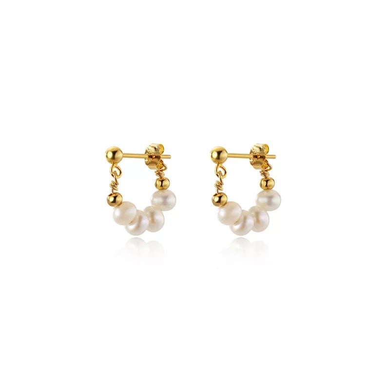 Mé The Label - Stacked Pearl Hoop Earrings